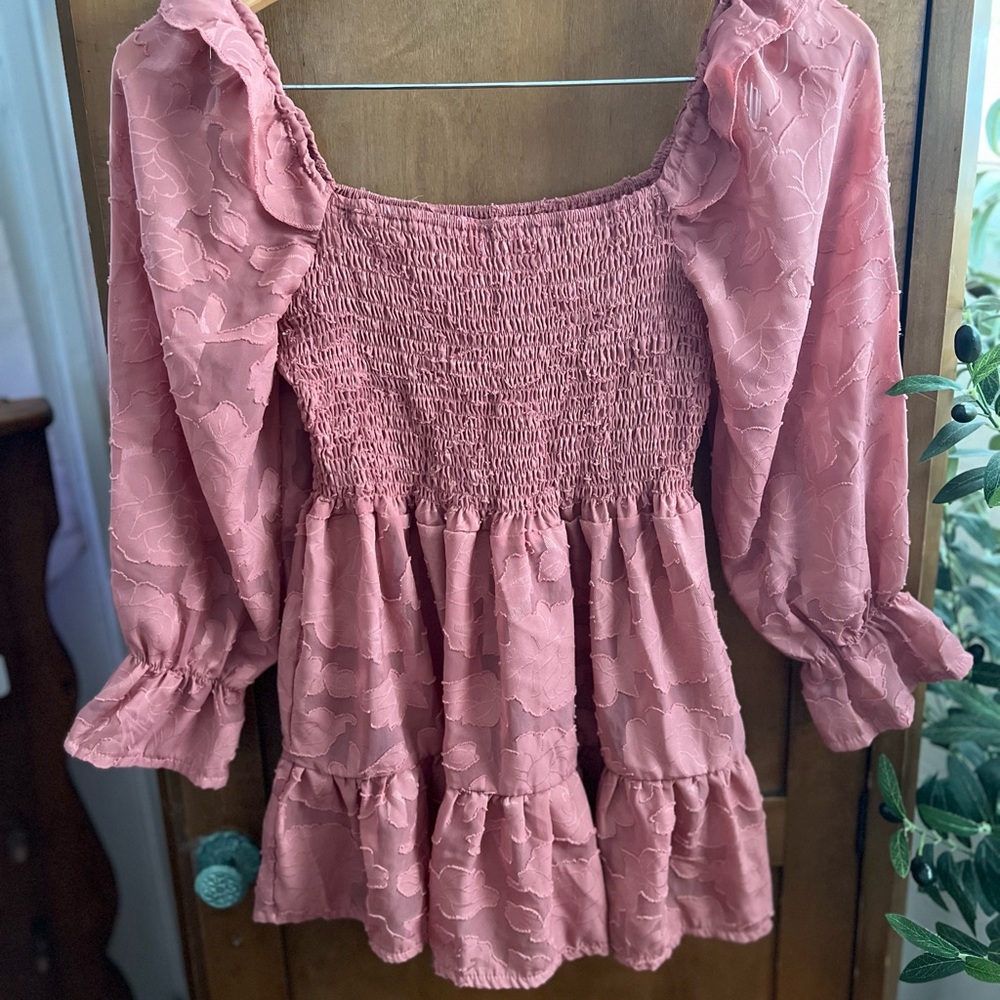 Elegant Pink Smocked Women's Top